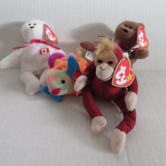 Set of 4 Loose Vintage McDonalds Happy Meal Teenie Beanie Babies - Picture 2 of 3